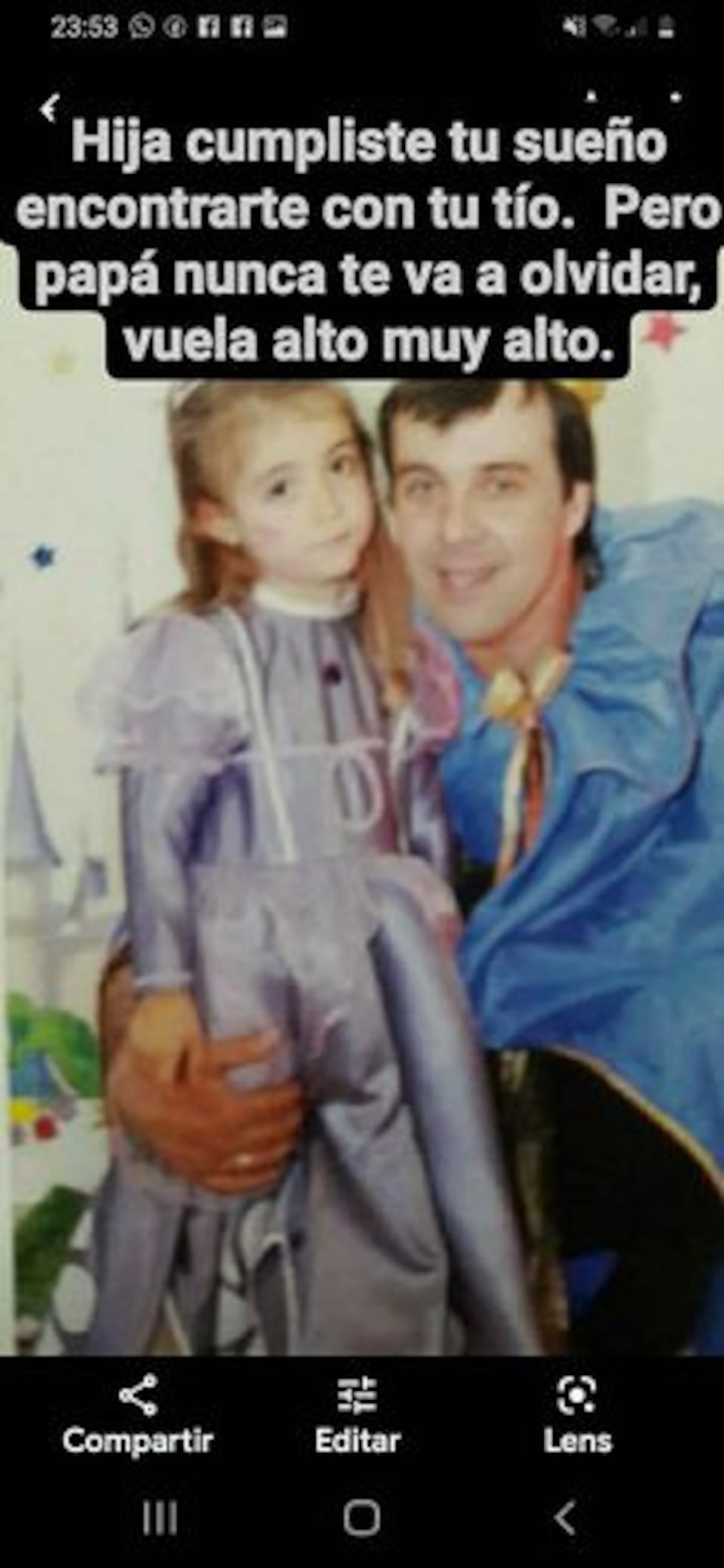 Un posteo del acusado en su perfil de Facebook sobre la muerte de su hija y su hermano. (Facebook)