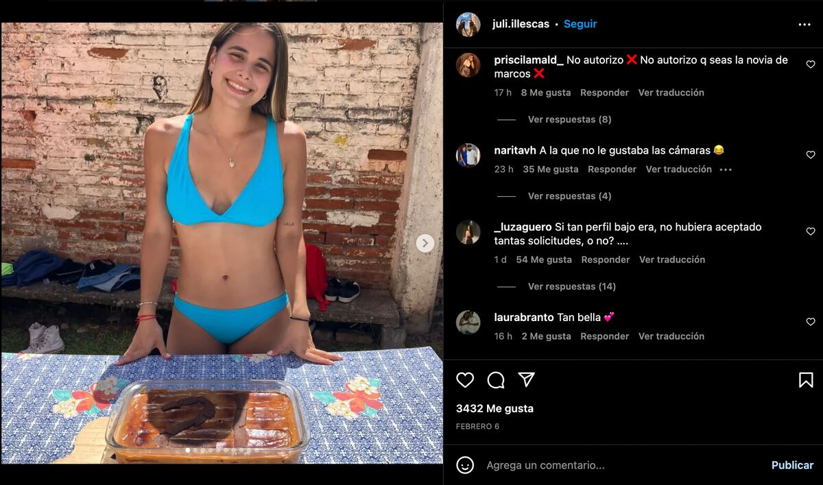 Algunos de los comentarios que Julieta recibió en su cuenta de Instagram.