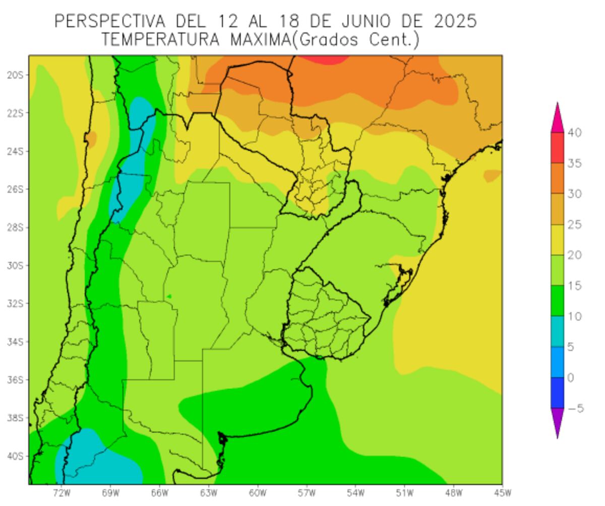 CLIMA EN CÓRDOBA: Del 12 al 18 de junio de 2025. (Bolsa de Cereales de Buenos Aires)