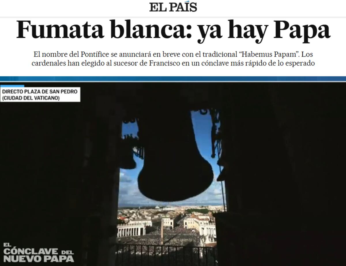 Habemus Papam: las portadas de los medios de comunicación del mundo ante el anuncio. (Captura)