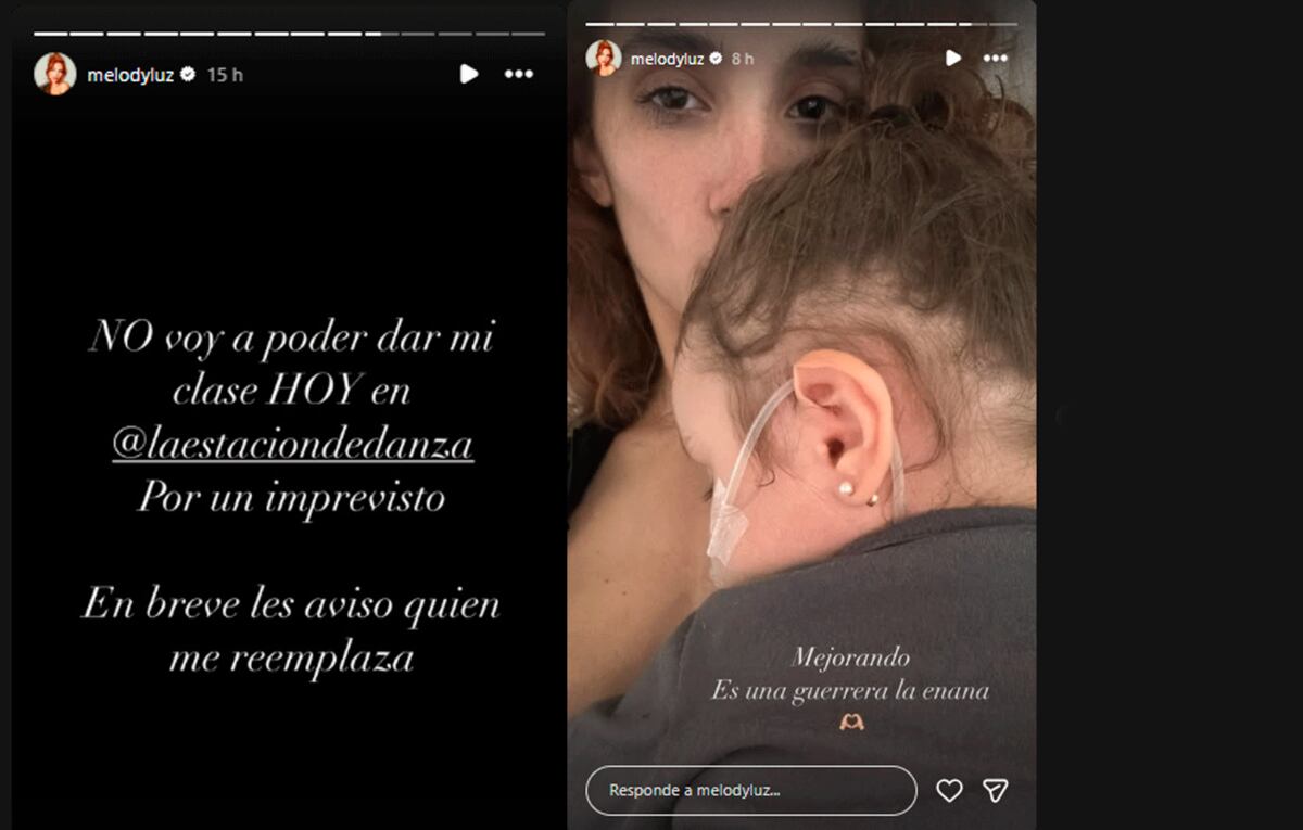 Internaron a la hija de Alex Caniggia y Melody Luz. Foto: captura pantalla Instagram.