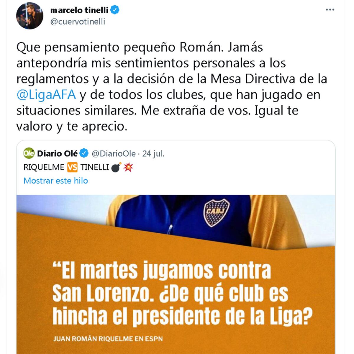 Tinelli vs Riquelme.