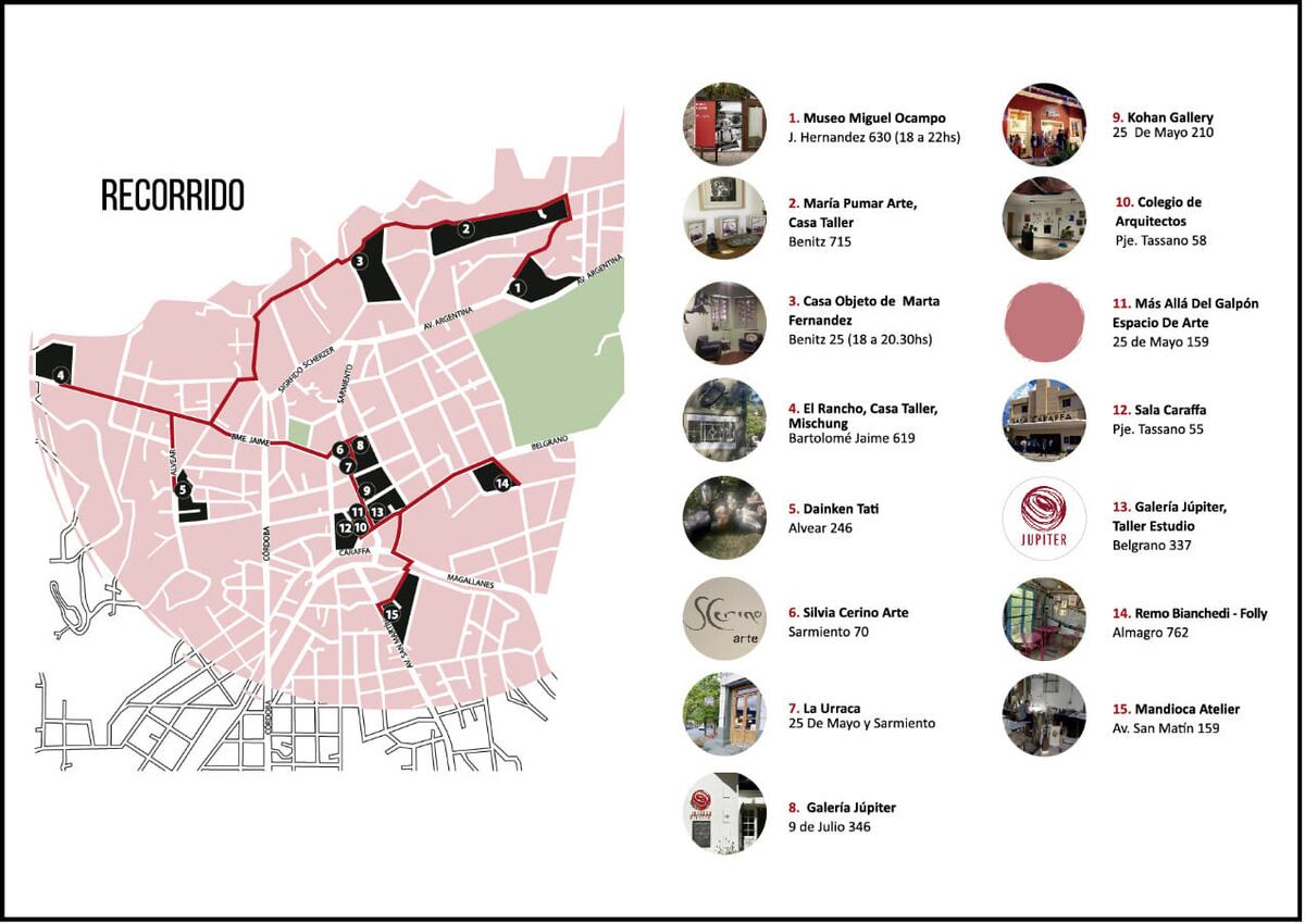El recorrido de la edición 27ª de La Noche del Arte, en La Cumbre. (Imagen Municipalidad de La Cumbre)