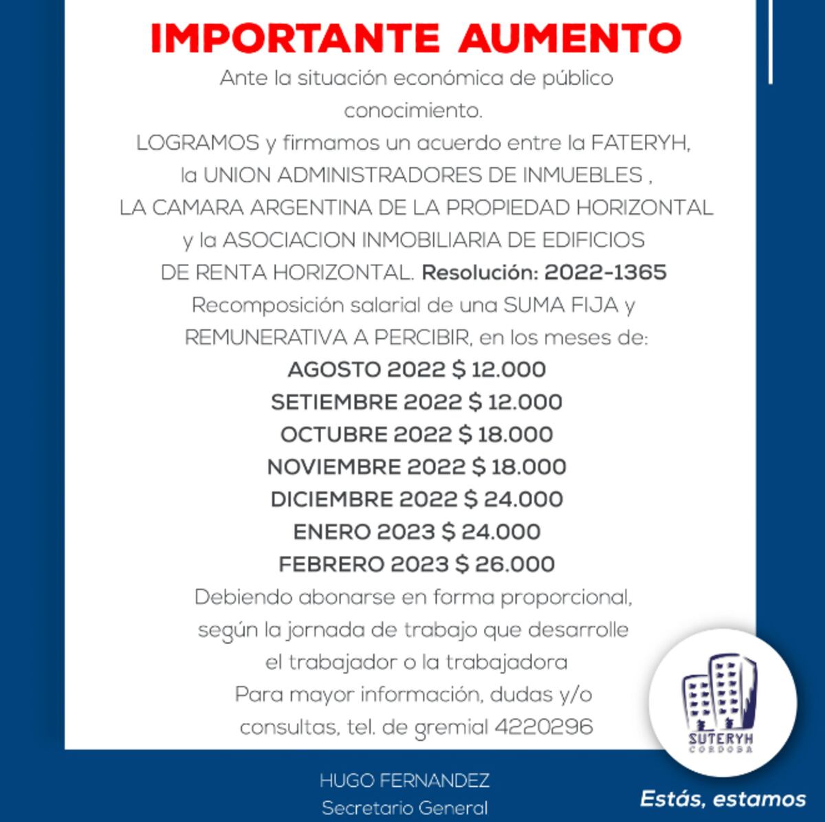 Así se pagará el bono para los porteros de edificios (Suteryh).