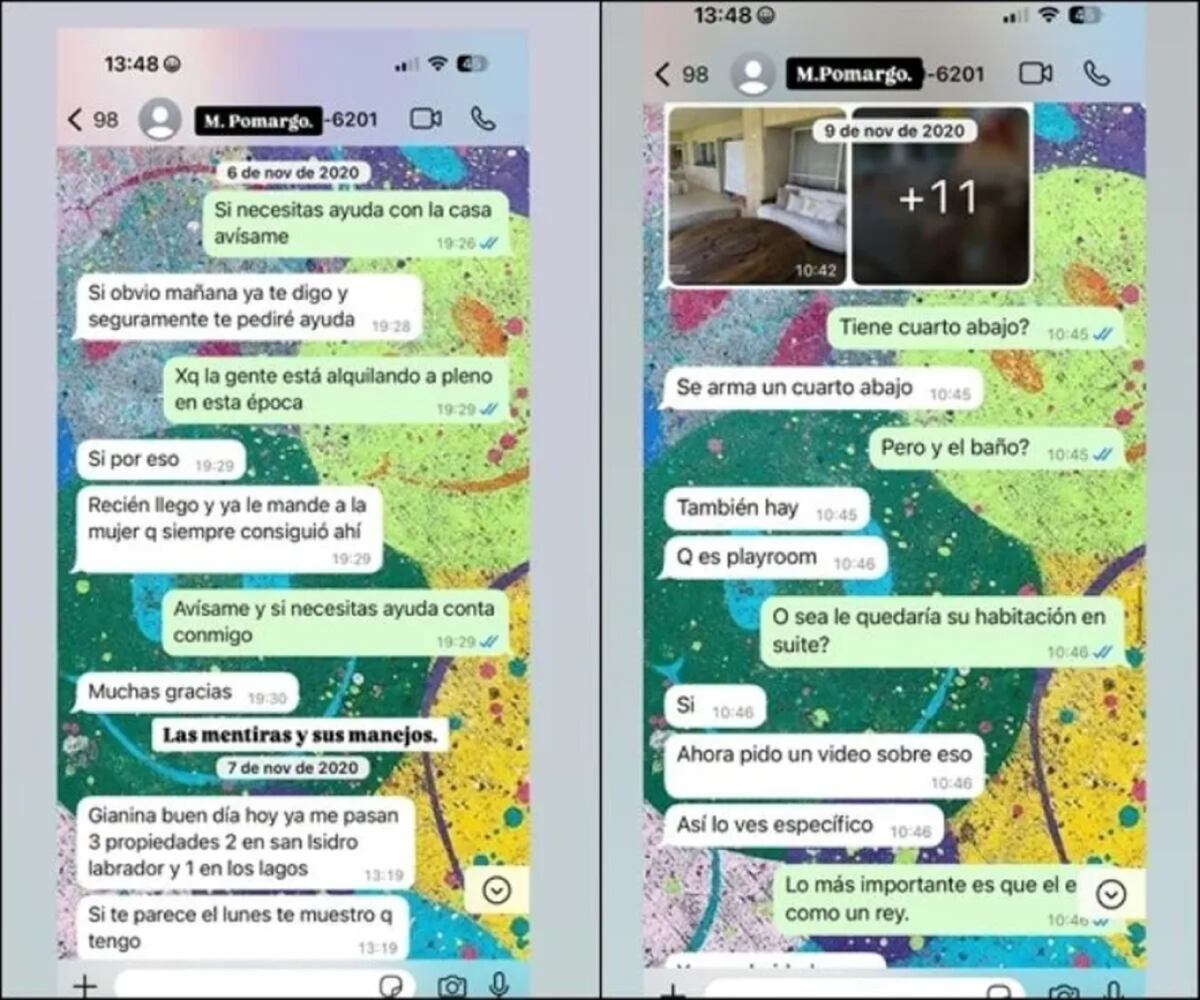 Los chats que publicó Gianinna Maradona. (Captura)