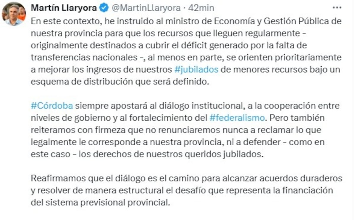Llaryora confirmó un acuerdo con el Gobierno Nacional por la deuda con la Caja de Jubilaciones de Córdoba.