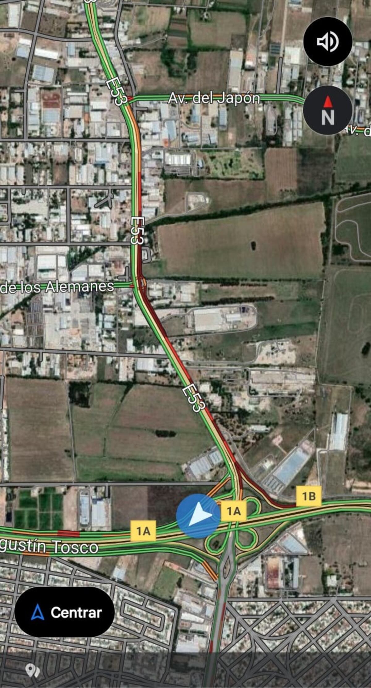 Embotellamiento en Av. La Voz del Interior ( Captura Google Maps ).