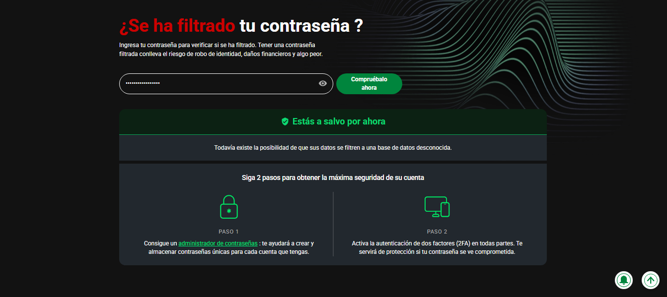 Captura de pantalla de una prueba con la herramienta de Cybernews. (Gentileza)