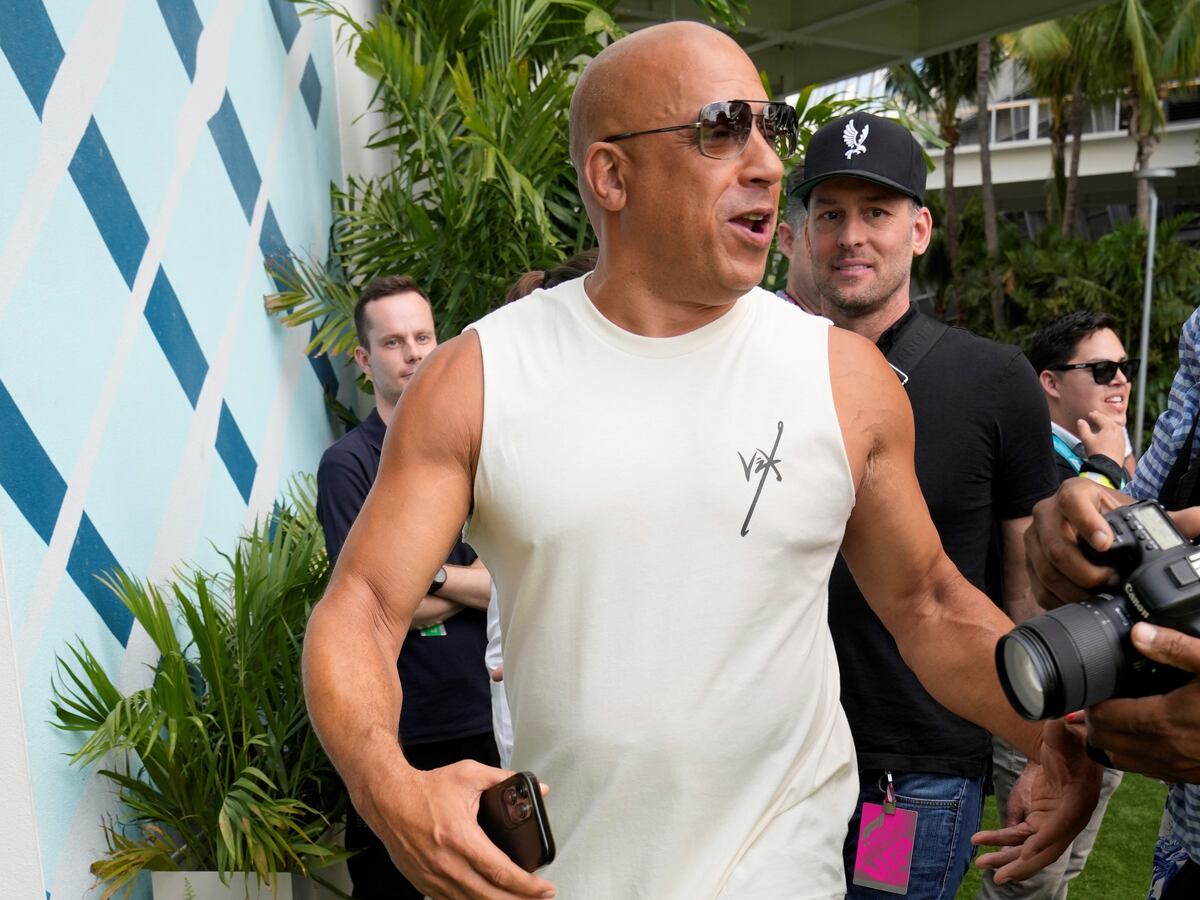 Vin Diesel, en el Gran Premio de Miami de F1. (AP)