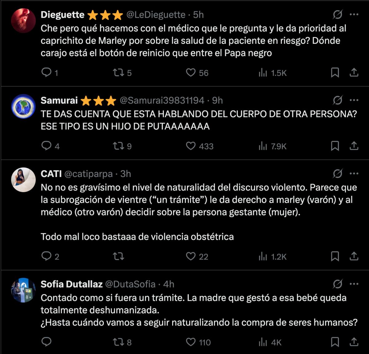 Algunos de los comentarios en uno de los videos de la entrevista de Marley con Caras donde habló del parto de Milenka. (Foto: captura de pantalla)