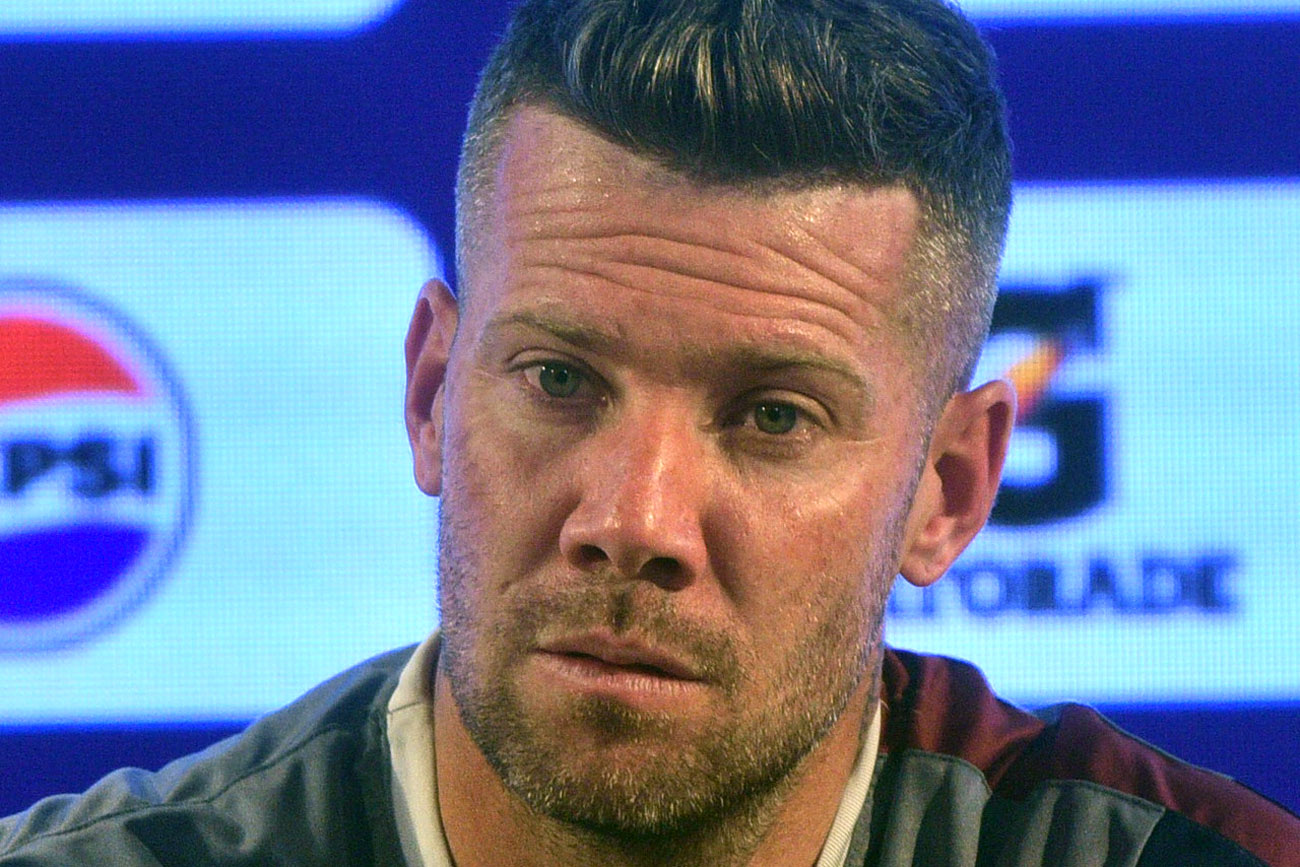 Guido Herrera, arquero de Talleres, en conferencia de prensa. (Pedro Castillo / La Voz)