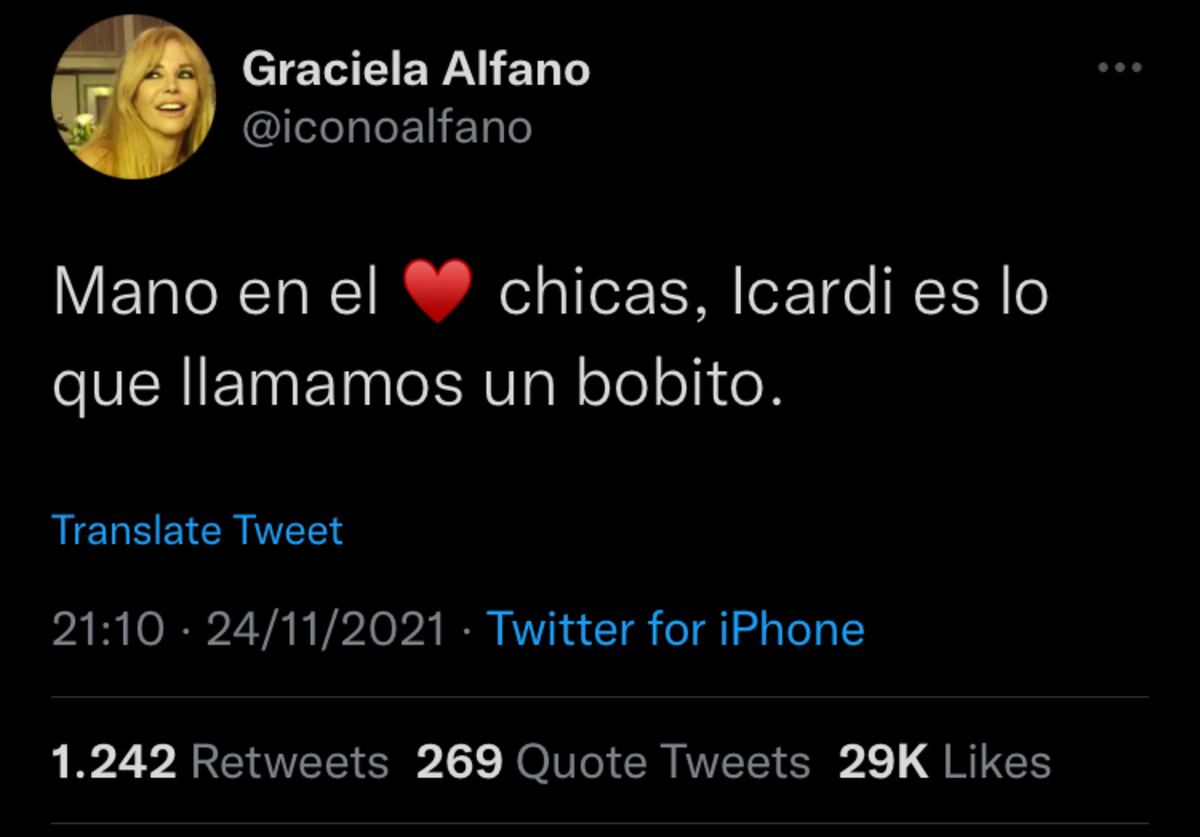 Graciela Alfano tildó de "bobito" a Mauro Icardi.