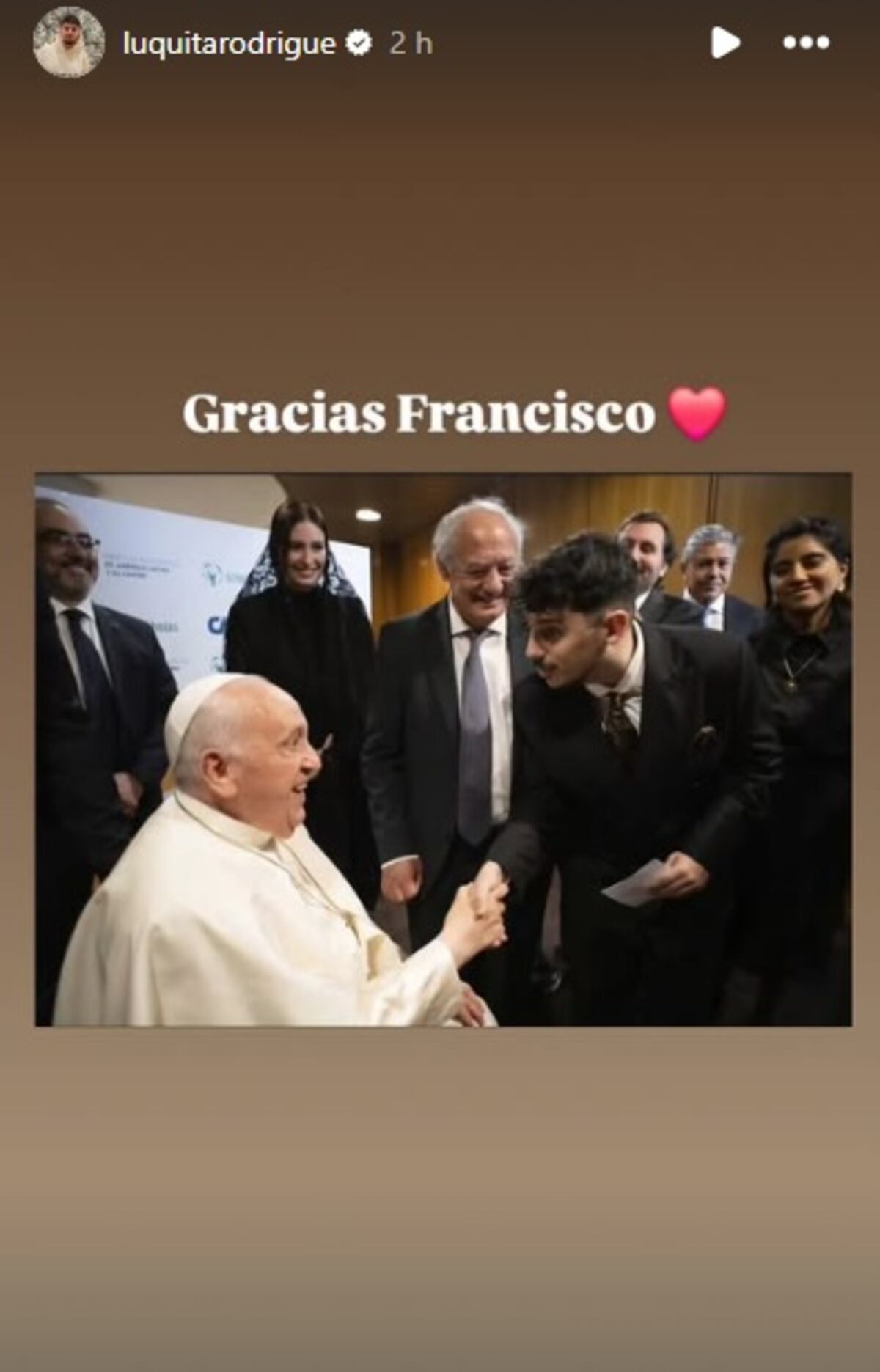 Luquitas Rodríguez despidió al papa Francisco en Instagram (Captura de pantalla)