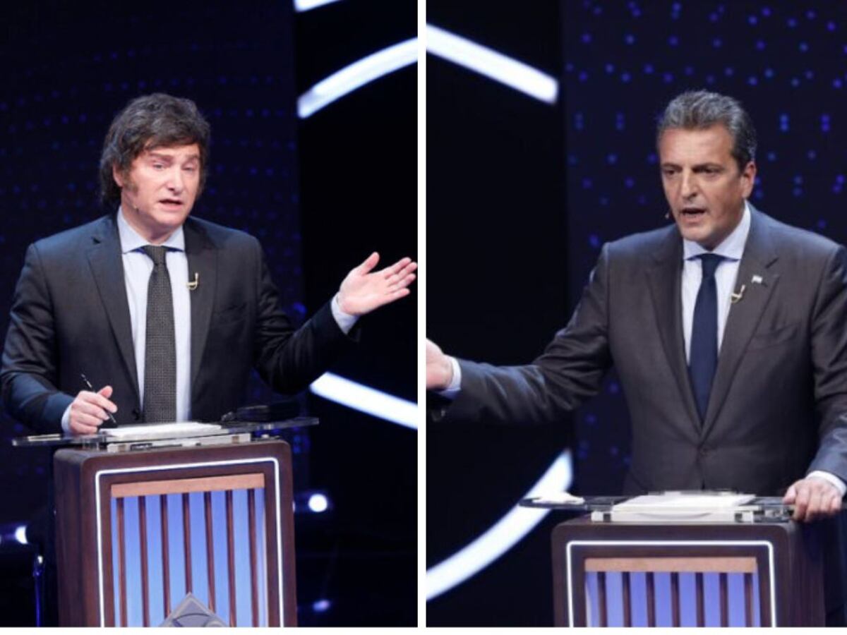 Frente a Frente. Javier Milei y Sergio Massa se enfrentaron el domingo pasado en el último debate presidencial. En los últimos dos días, ambos candidatos van por el voto de los indecisos. (La Voz)