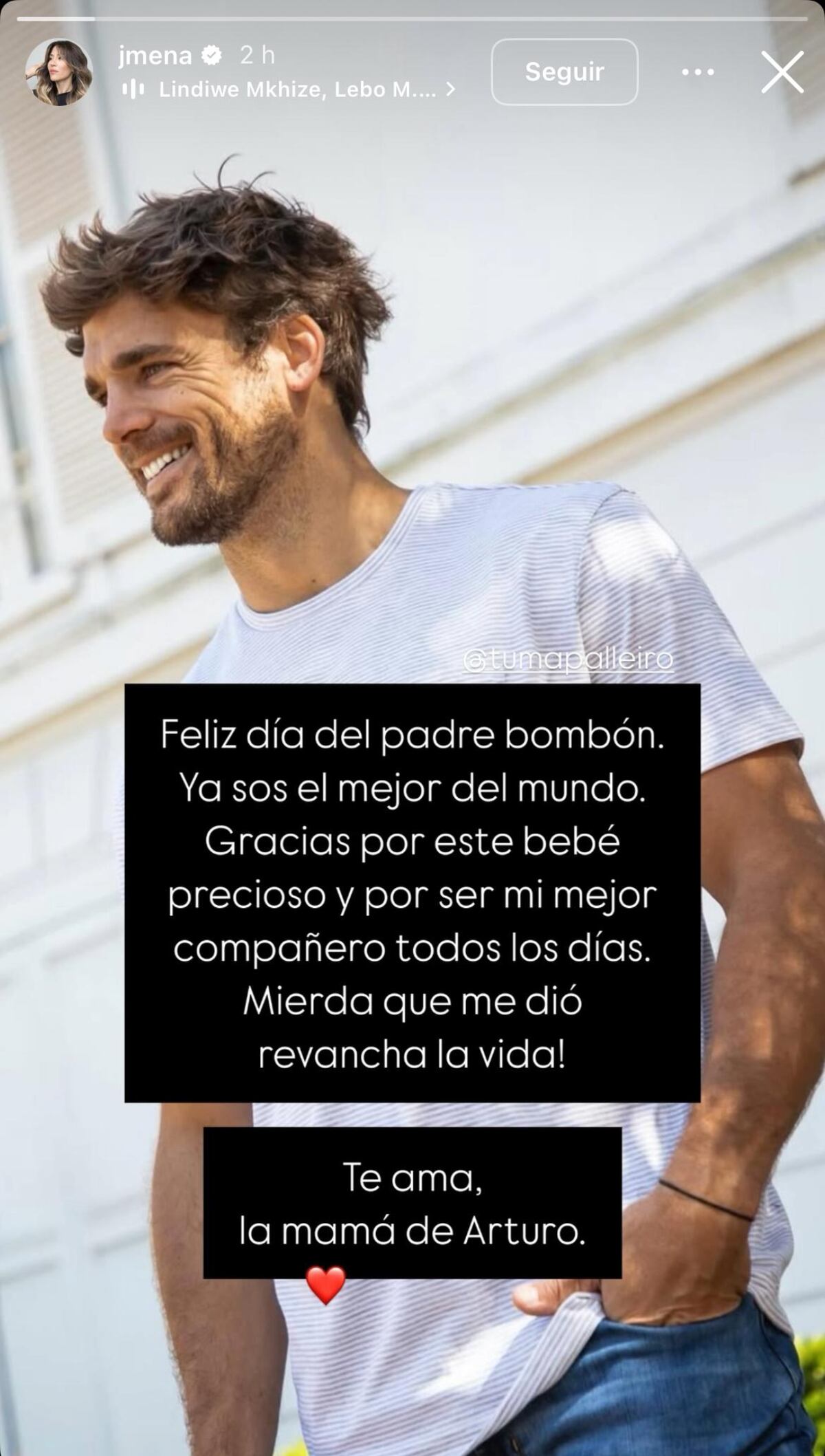 La tierna dedicatoria de Jimena Barón a su pareja por el Día del Padre (Captura de pantalla)