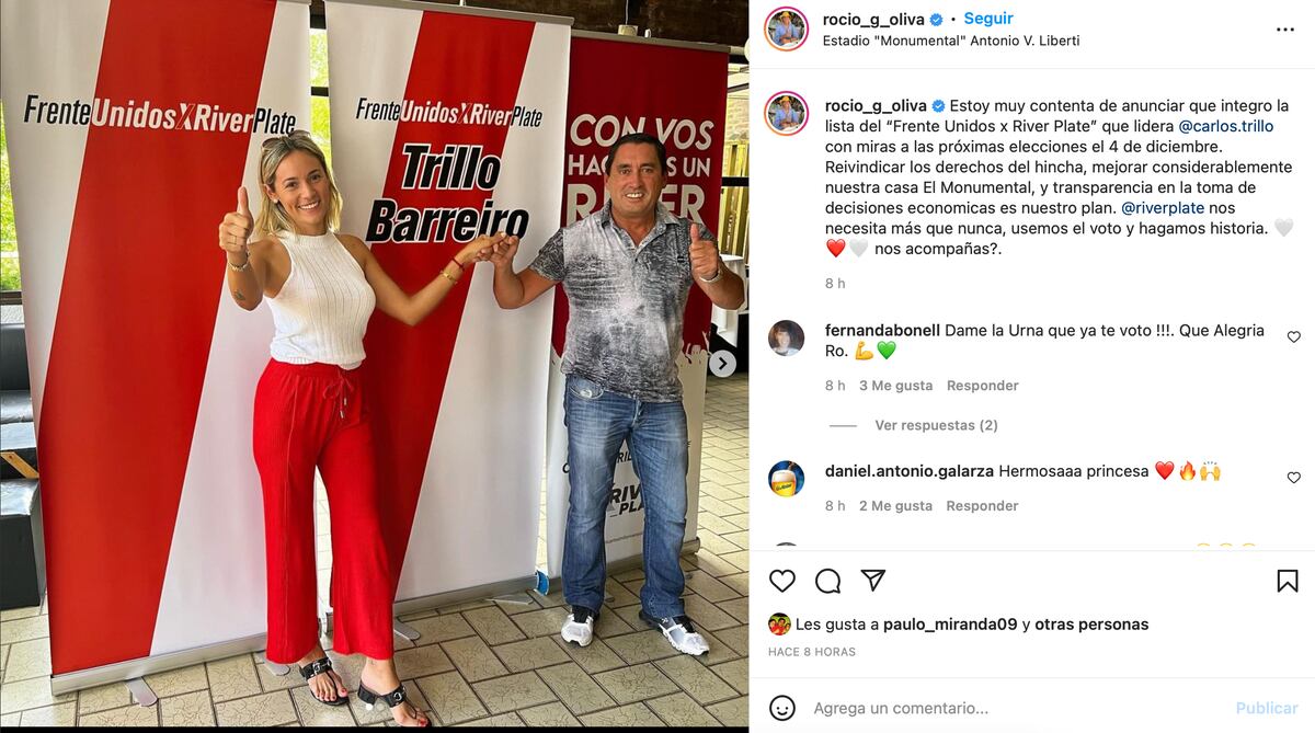 La ex de Maradona es parte de la lista "Frente Unidos x River Plate"
