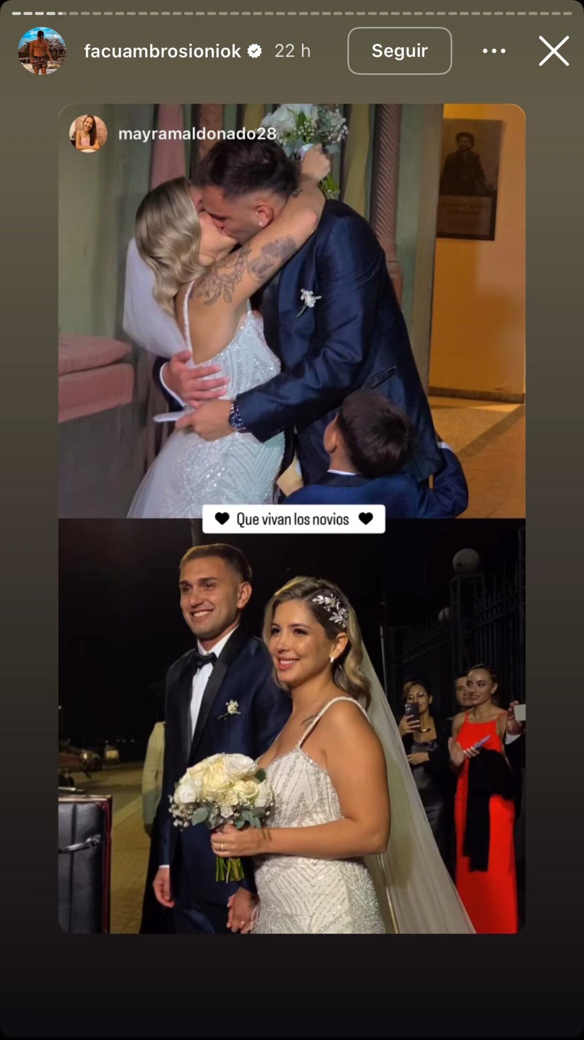 Facundo Ambrosioni se casó con Camila Triviño: las fotos que compartieron en sus redes sociales (Captura de pantalla)