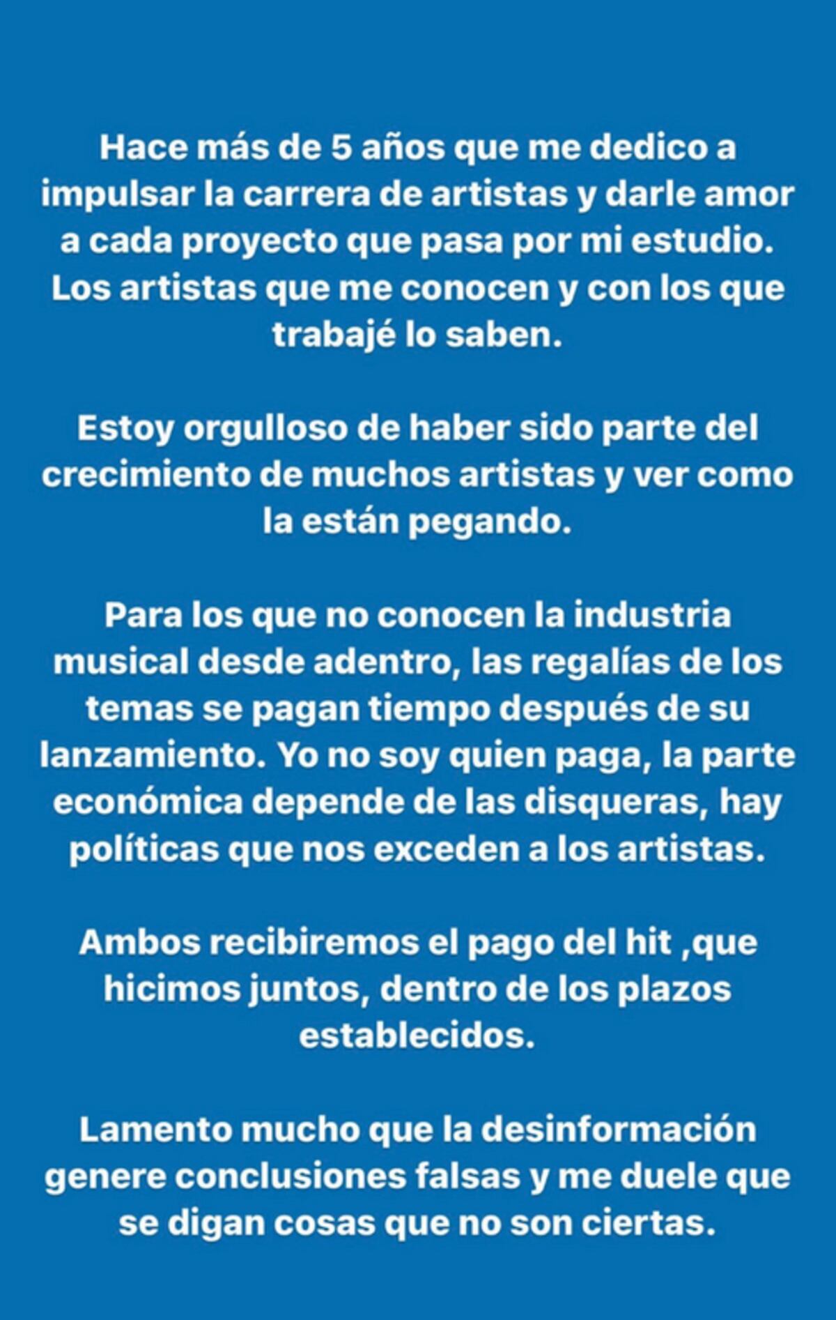 Antes de borrarlo. El descargo de Taiu luego de la acusación de Milo J. (instagram).