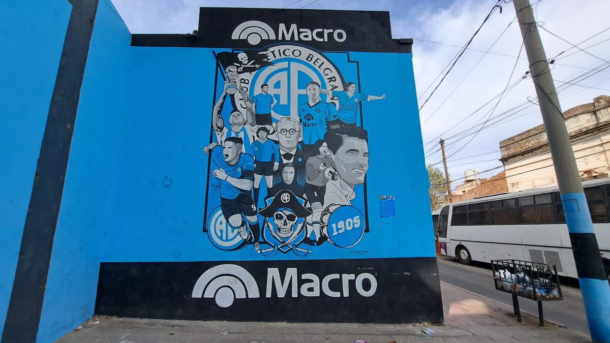 Mural en las afueras del estadio de Belgrano. (La Voz)
