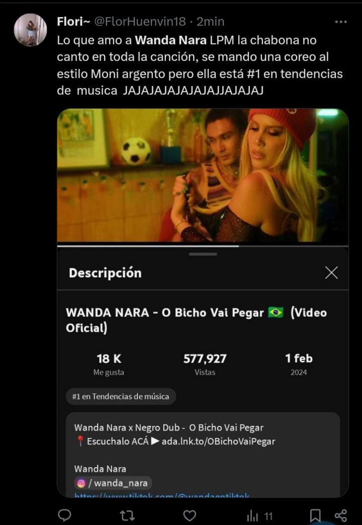 Memes por la nueva canción de wanda Nara.