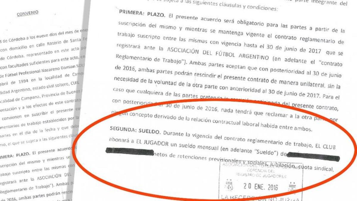 Contrato de Nzareno Solís con Talleres