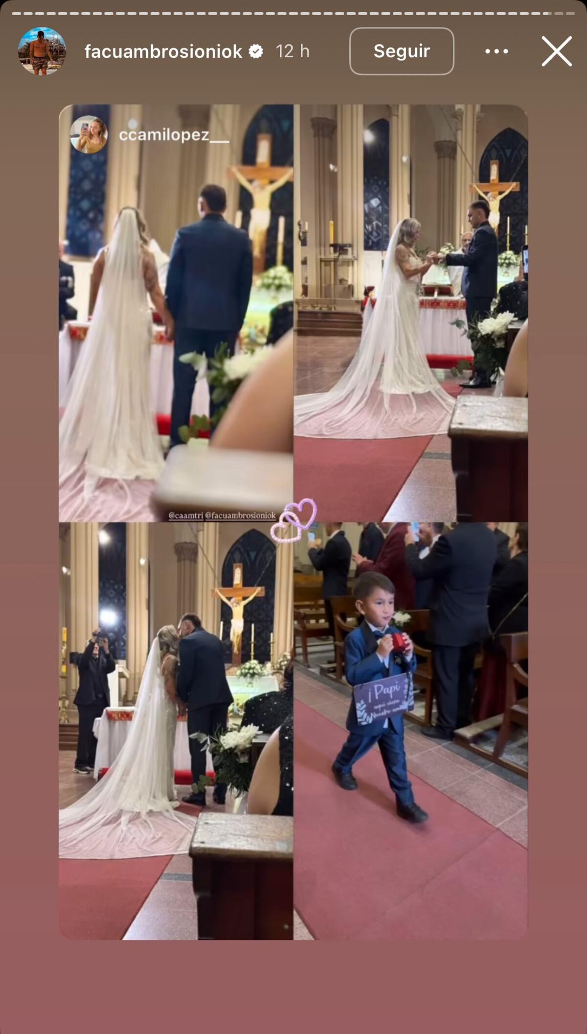 Facundo Ambrosioni se casó con Camila Triviño: las fotos que compartieron en sus redes sociales (Captura de pantalla)