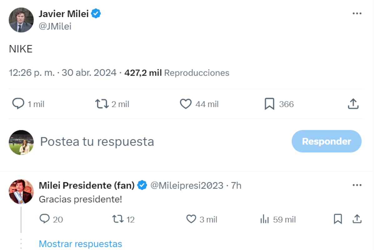 El mensaje de Milei.