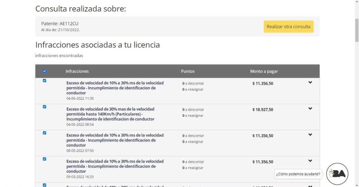 Son un total de 31 infracciones impagas. (Captura de pantalla).