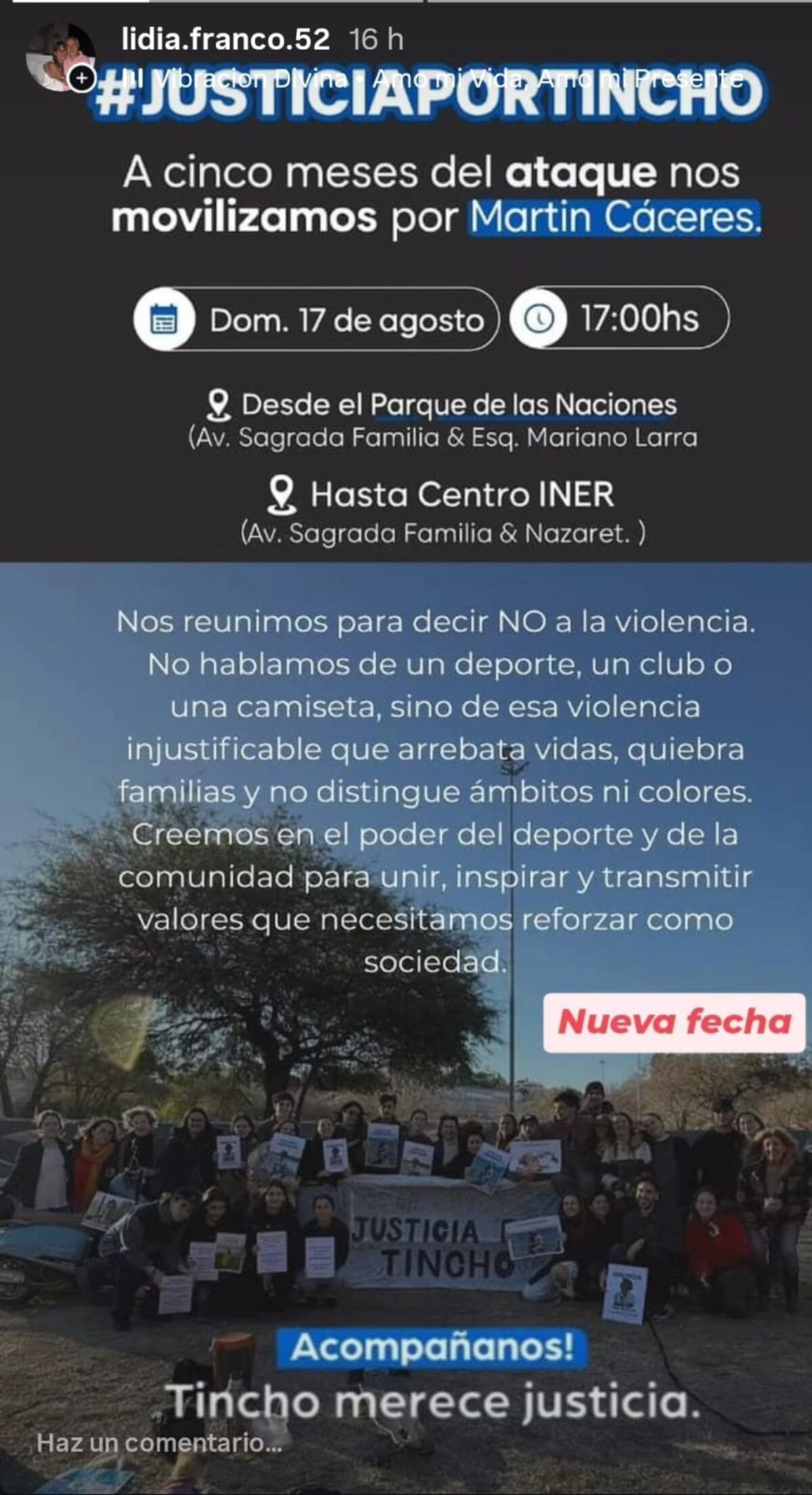 Movilización pidiendo justicia por Martín Cáceres (Gentileza)