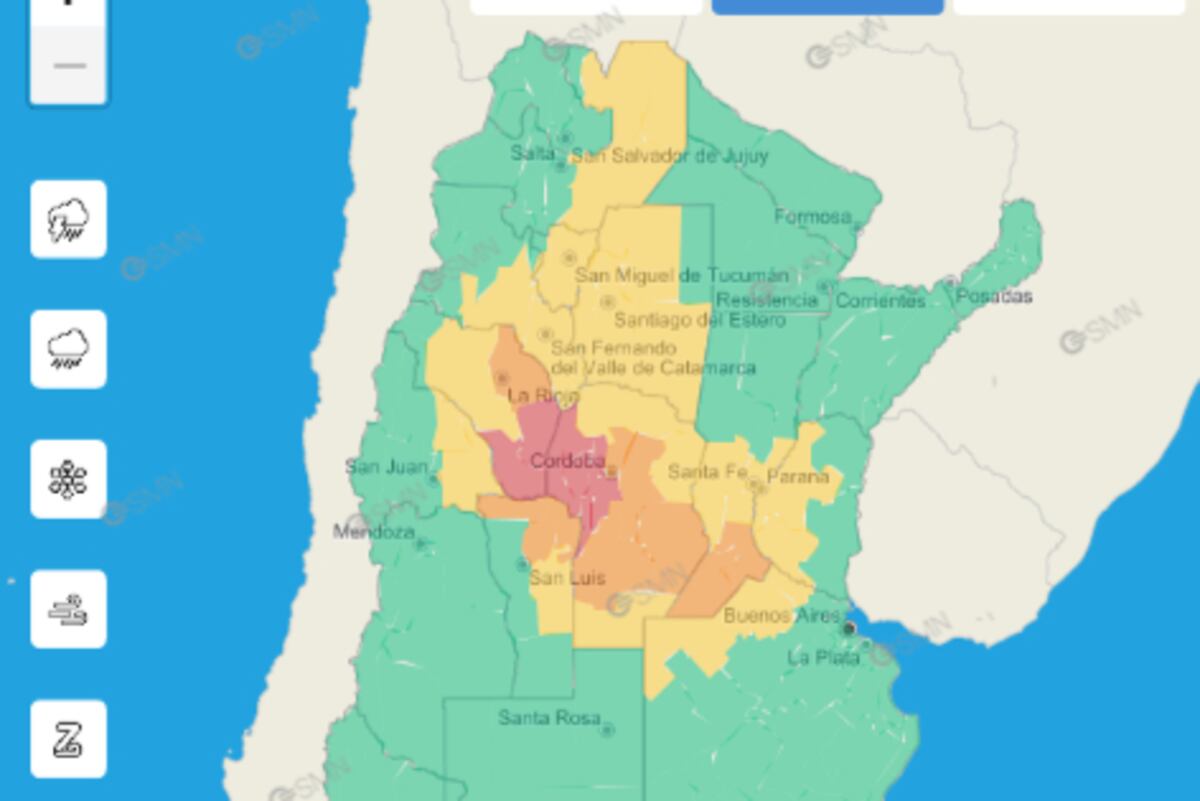 Alerta por tormentas para este viernes 24 de marzo. (SMN)