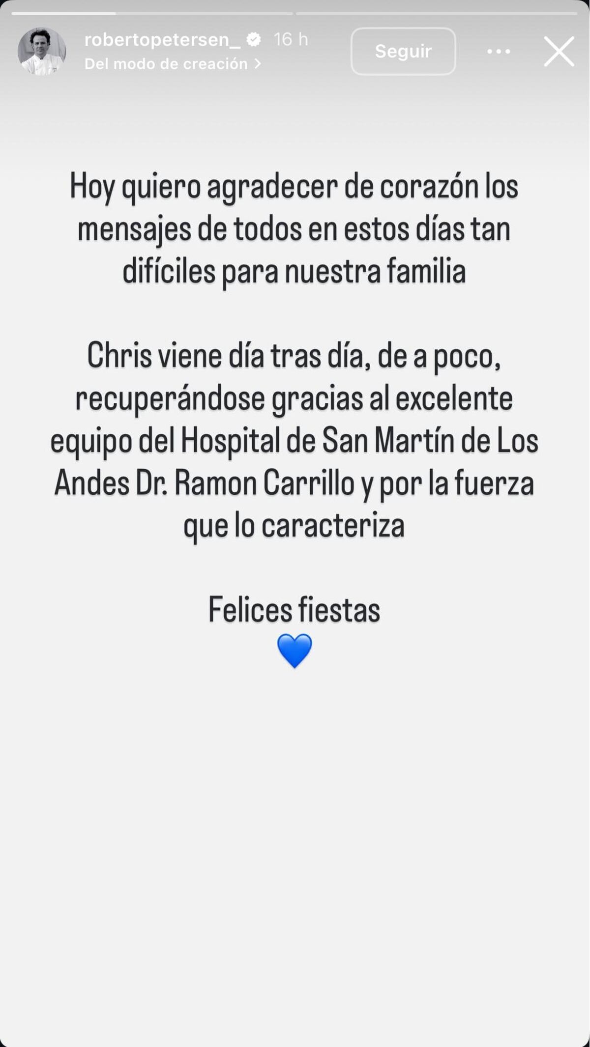 El mensaje del hermano de Christian Petersen en Navidad (Captura de pantalla)
