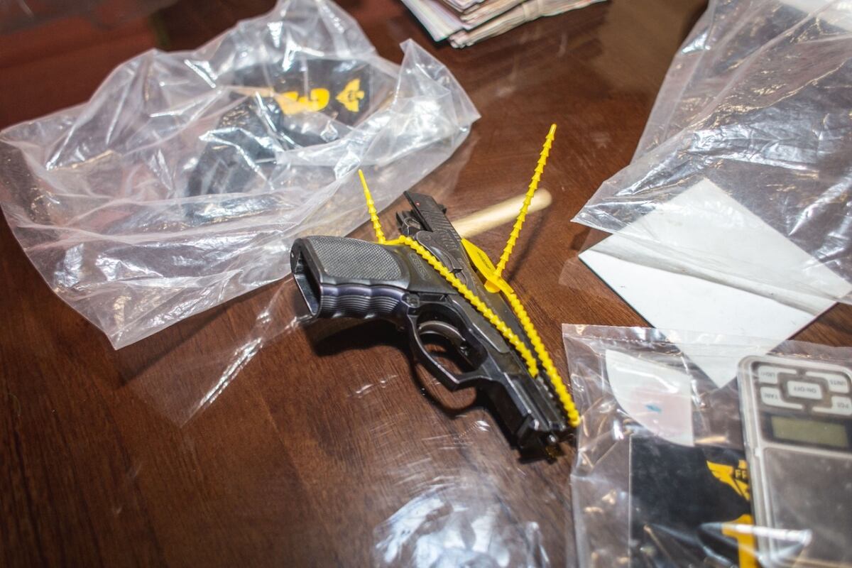 Arma. Una pistola calibre 9 milímetros fue secuestrada en uno de los allanamientos. (FPA)
