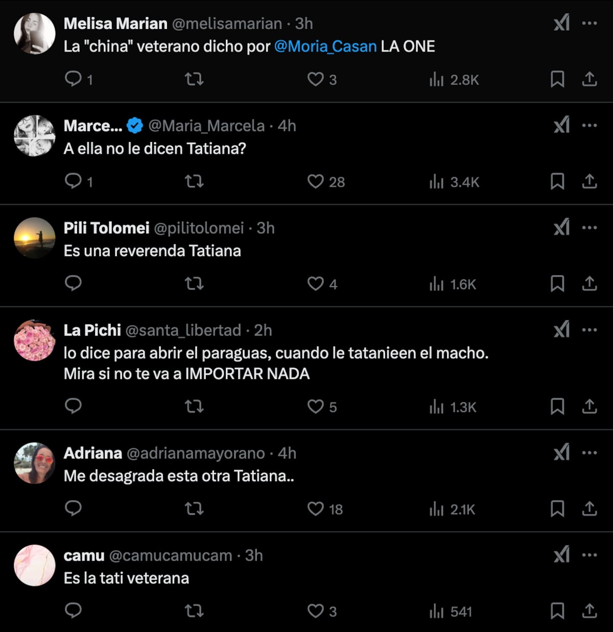 Algunos de los comentarios en contra de los dichos de Griselda Siciliani. Algunos la tildaron de "Tatiana", el apodo que le puso Martín Cirio a "la China" Suárez por "buscar hombres que no puede tener porque están casados". (Foto: captura de pantalla)