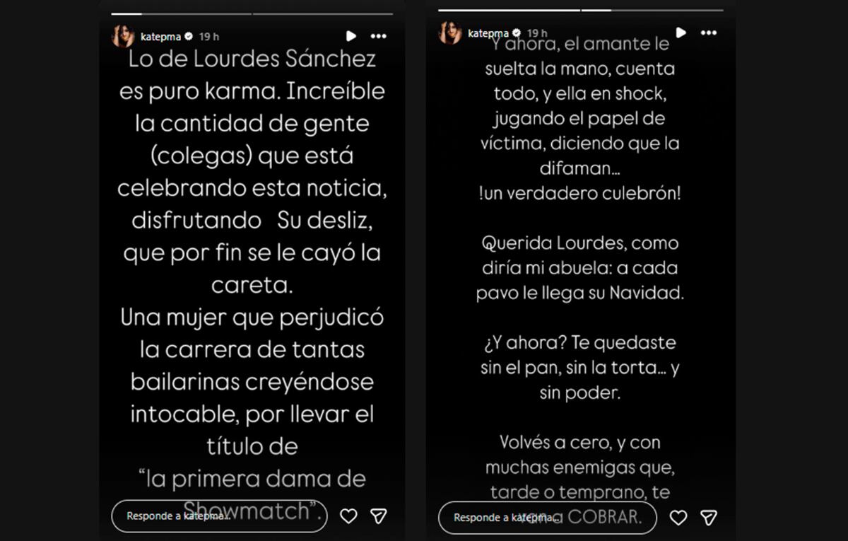 Los mensajes de Kate Rodríguez. Foto: captura pantalla.