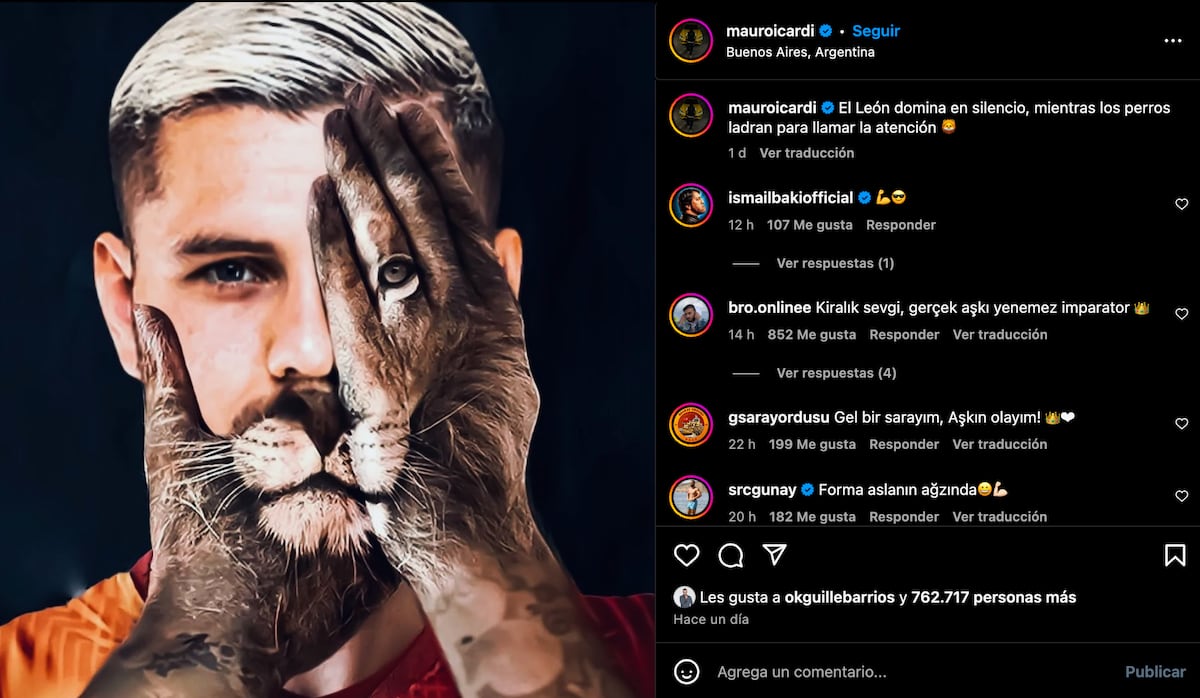 La publicación de Mauro Icardi en respuesta a Wanda Nara. (Foto: captura de pantalla)