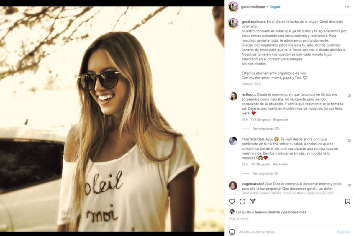 Murió la conocida tiktoker de La Plata que contaba cómo era vivir con cáncer. (Internet)