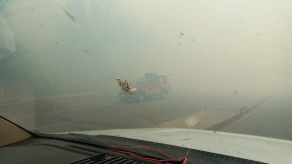 Incendios en Córdoba este lunes, uno en Almafuerte llegó muy cerca de un hotel en el sector. (Gentileza)