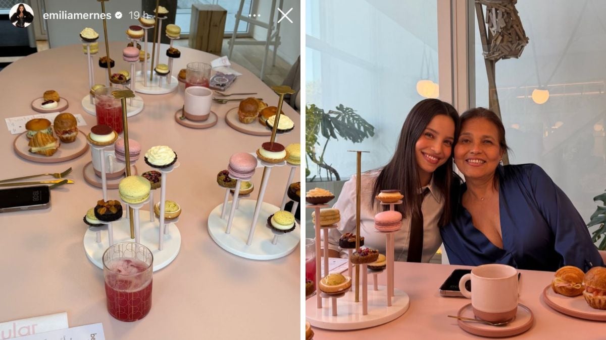 Emilia Mernes y su mamá visitaron la pastelería de Damián Betular.