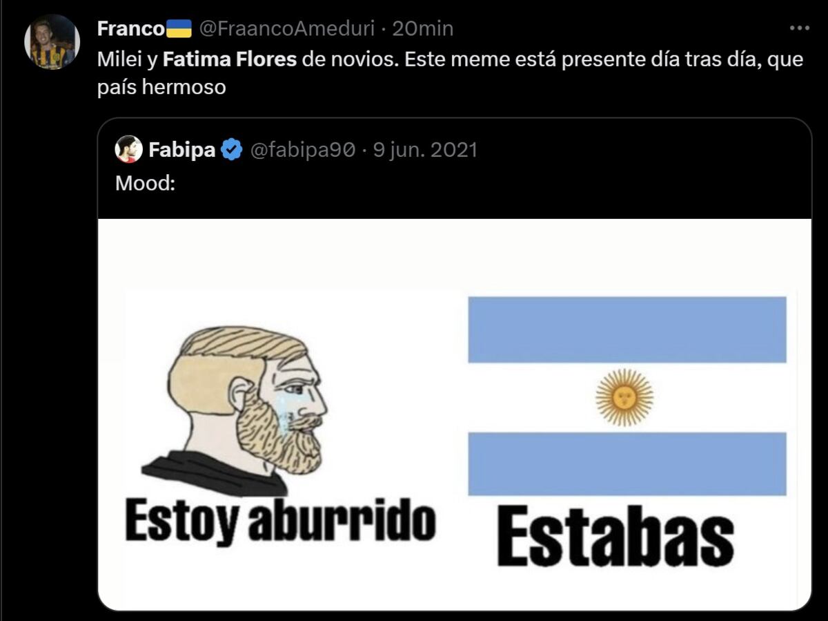 Los mejores memes de Javier Milei y Fátima Florez (Captura de pantalla)