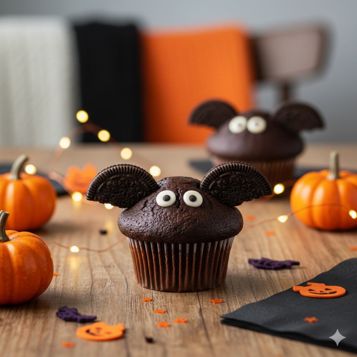 Muffins de murciélago, ideales para Halloween