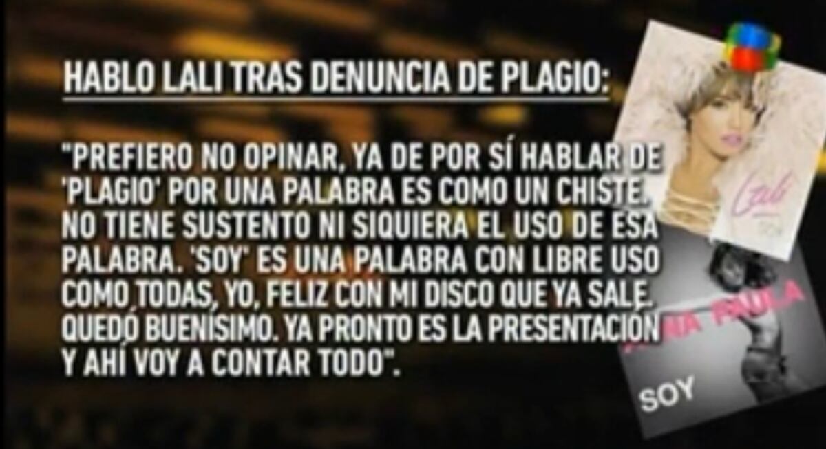 Declaraciones de Lali en 2016 sobre el supuesto plagio.
