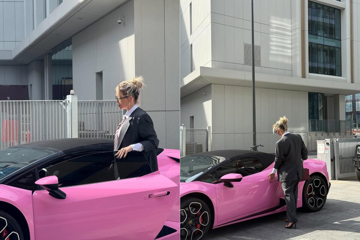 Wanda llegando a Tribunales en Milán con su Lamborghini rosa. (Fotos: Instagram)