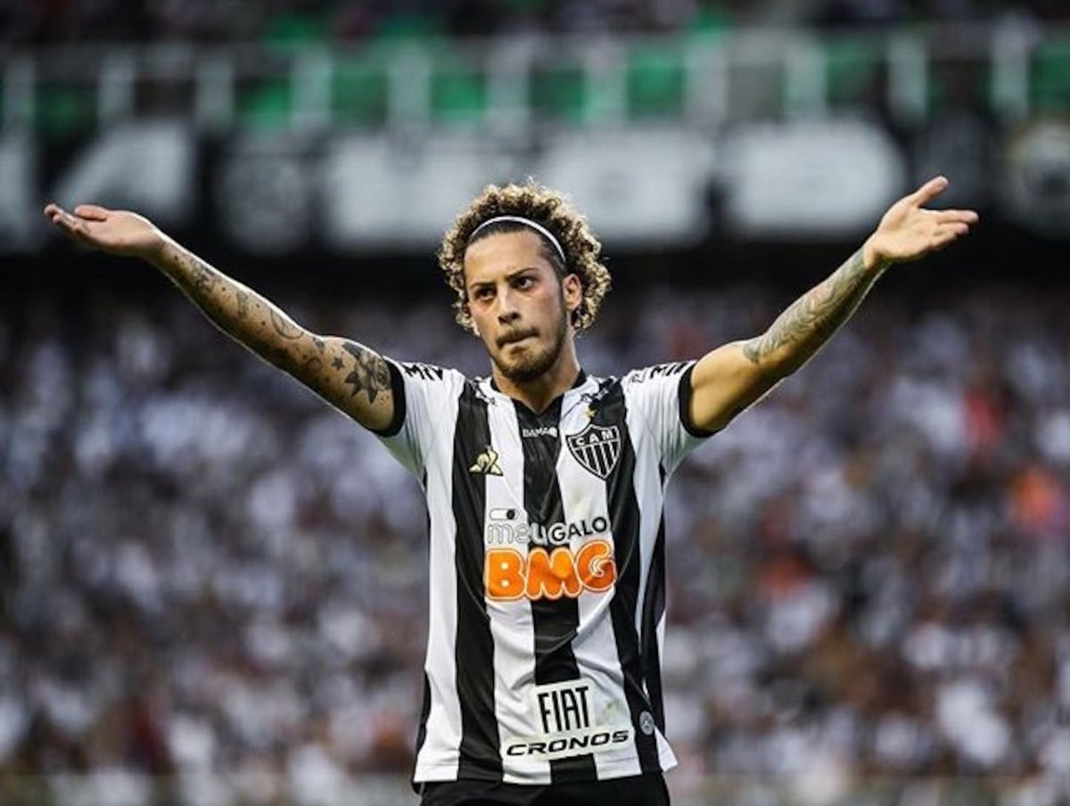 Guga, el jugador de Mineiro que no podrá jugar ante Boca y fue sancionado por su club.