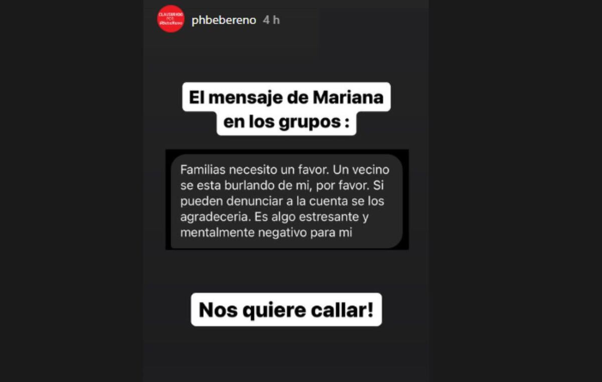 La publicación subida el día martes a través de historias de la red social. (Instagram / @phbebereno)