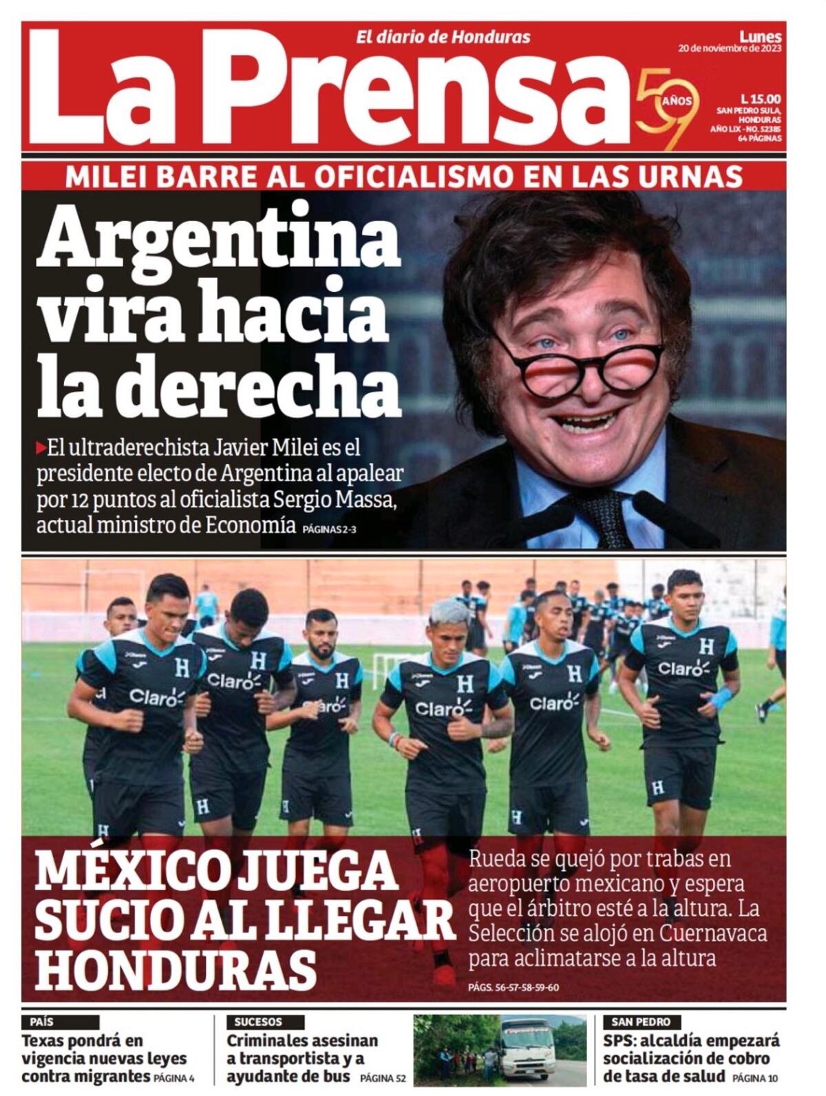 Las tapas de diarios con el triunfo de Milei.