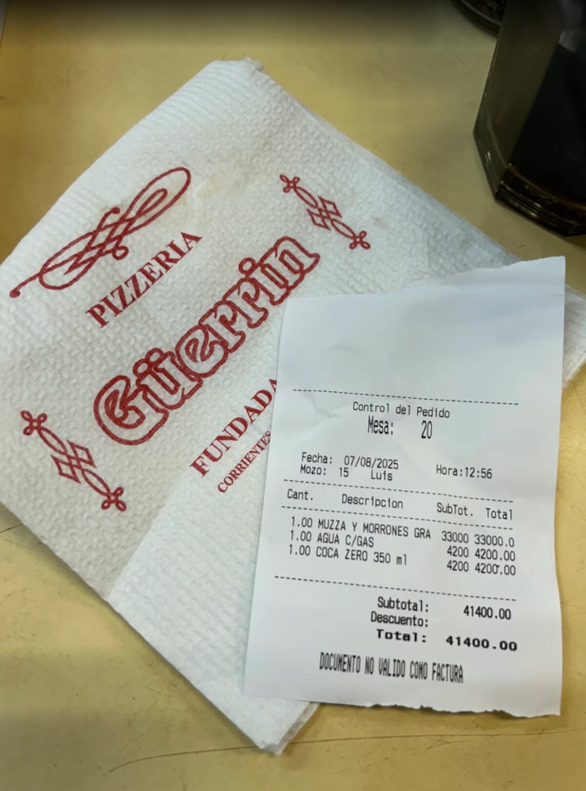 El ticket final.