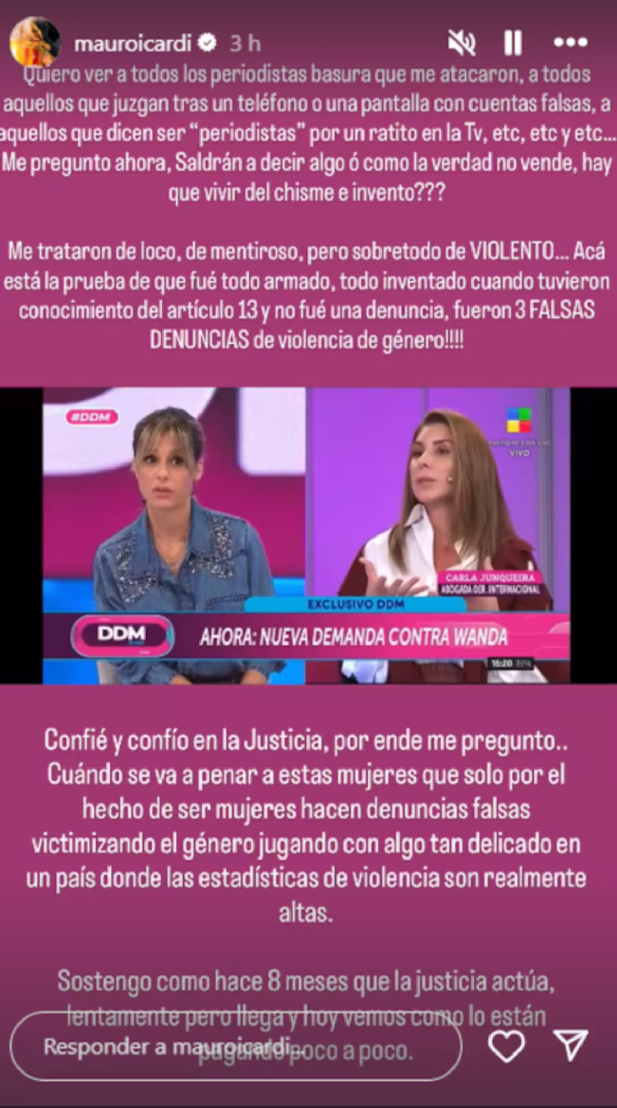 Los mensajes de Mauro Icardi. (Captura)