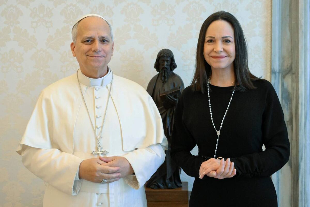 Vaticano. El papa León XIV recibió a la líder opositora y Premio Nobel de la Paz María Corina Machado. (Vatican News via AP)