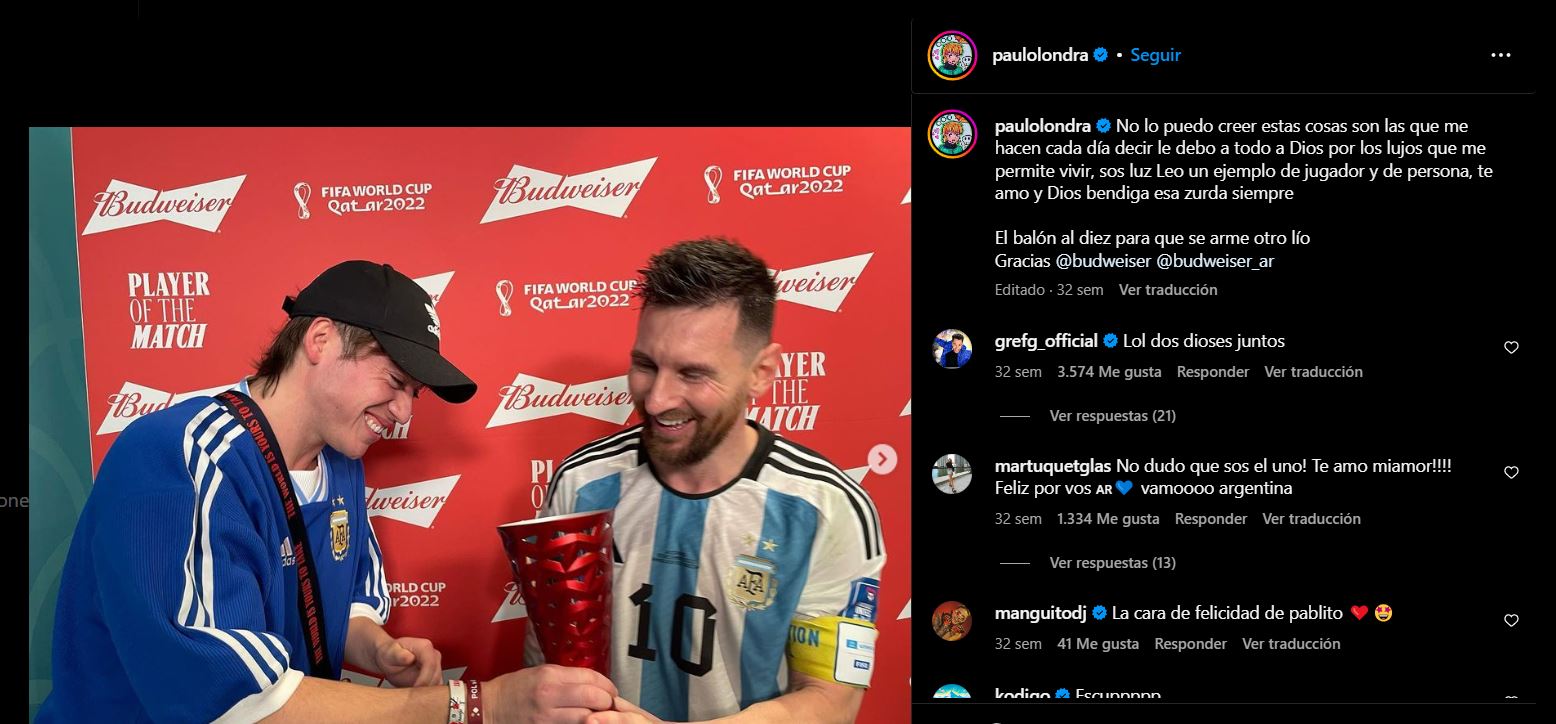 Paulo Londra junto a Leonel Messi